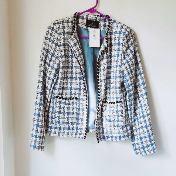 🍂 NEW Collection ITALY Italian Open Blazer Jacket Blue Black White Gold Blue M - Picture 1 of 14